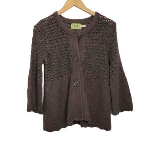 Juicy Couture Brown Button Down Wool Blend Thick Cardigan L